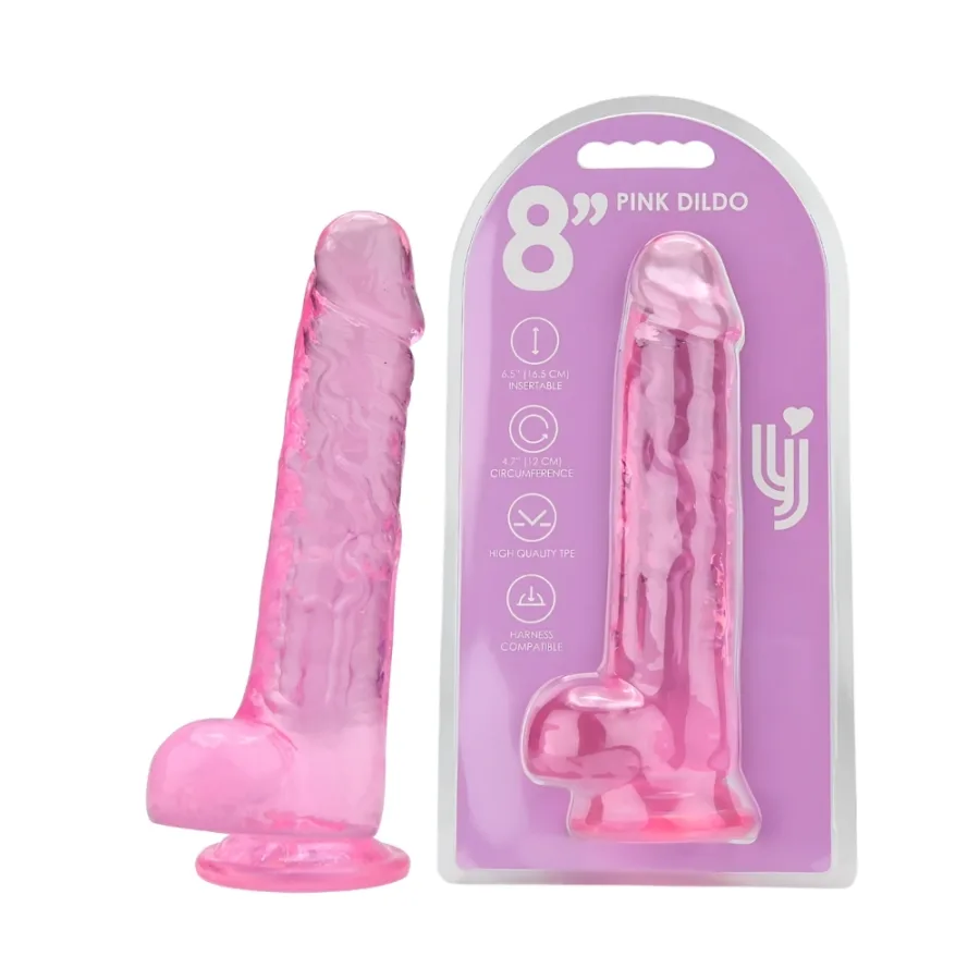 Loving Joy 8 Inch Dildo with Balls Pink