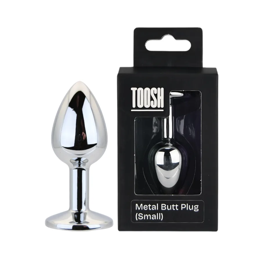 Toosh Silver Metal Butt Plug Small Clear Stone