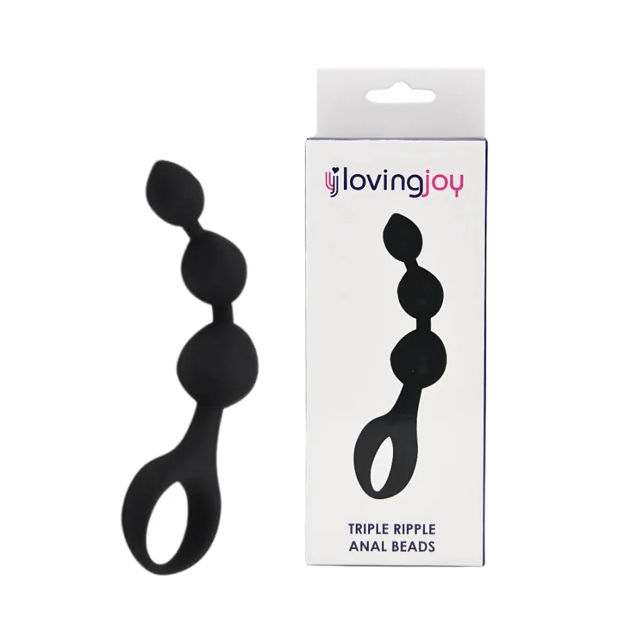 Loving Joy Triple Ripple Anal Beads-Black