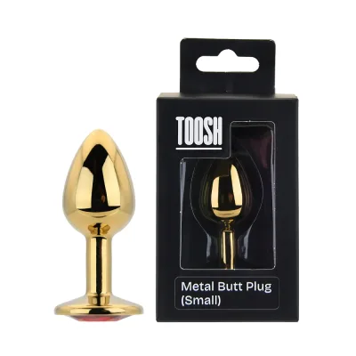 Toosh Gold Metal Butt Plug Small Red Stone