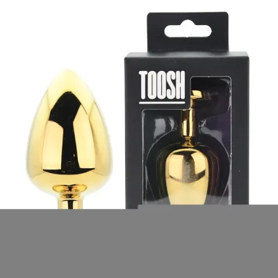 Toosh Heart Shaped Gold Butt Plug with Red Stone Large